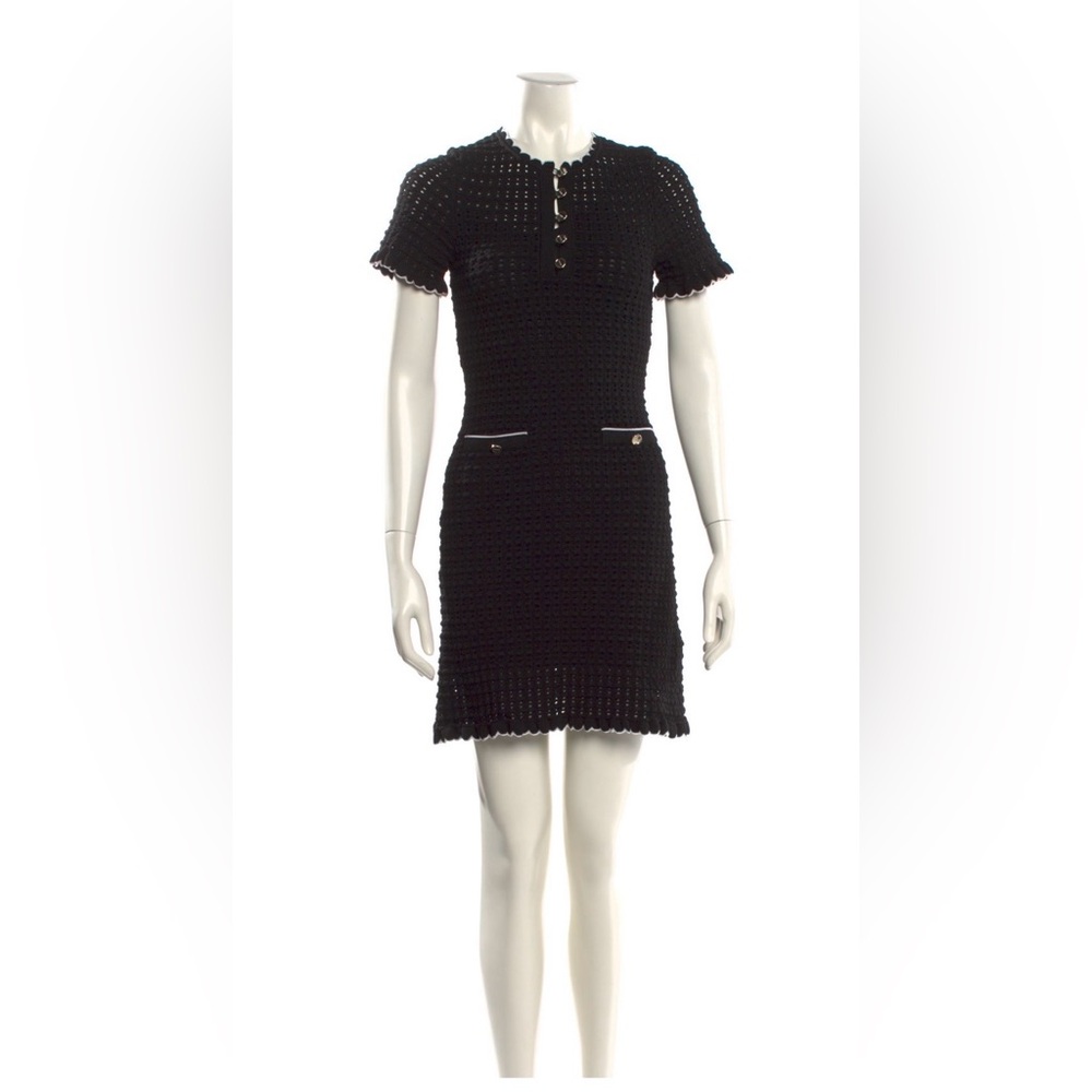 Sandro! Like New! Black Short Sleeve Knit Dress With Slip